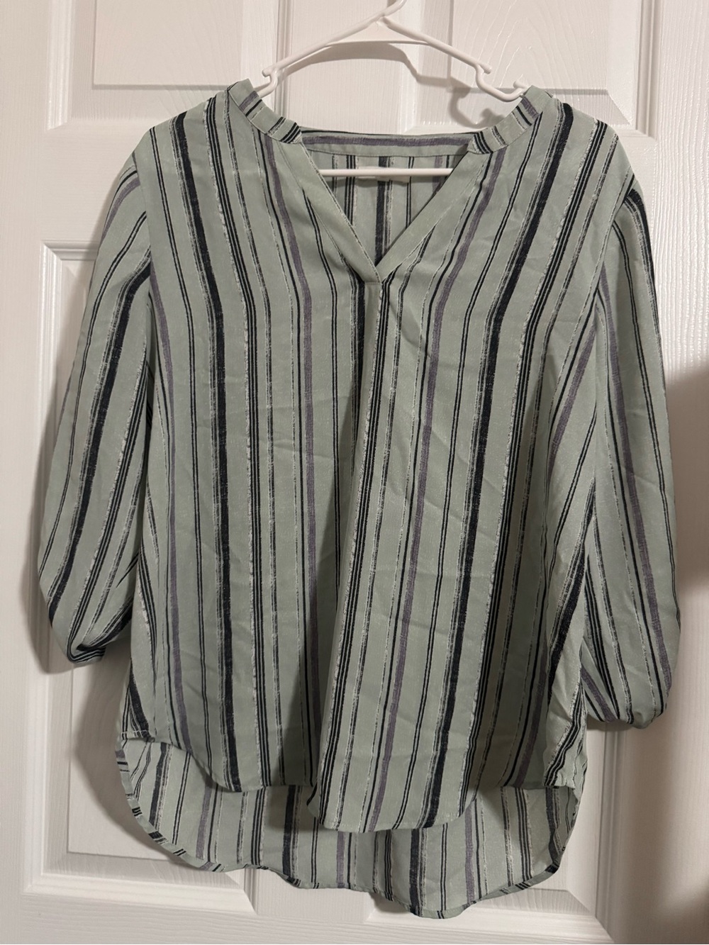 Maurices Sage Green Striped V-Neck Tunic